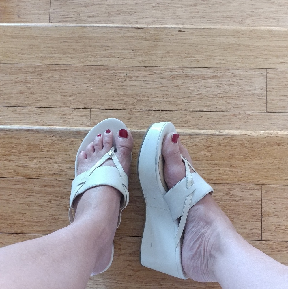 CALVIN KLEIN 1990'S PLATFORM SANDALS WHITE SZ. 8.5 - Picture 4 of 5